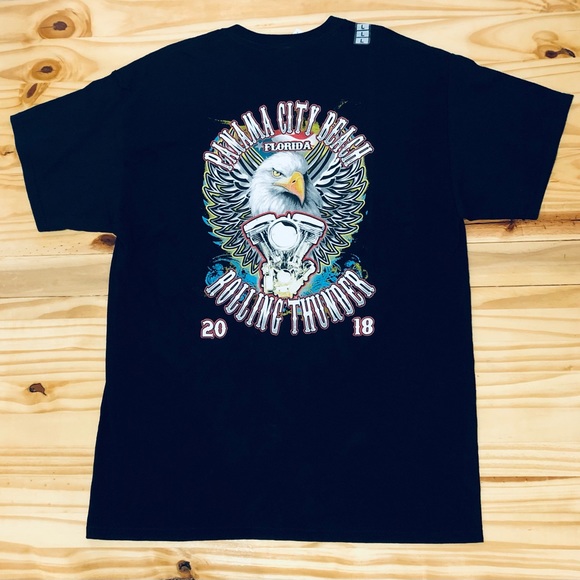 RARE 2018 ROLLING THUNDER MOTORCYCLE PANAMA CITY BEACH FLORIDA LARGE T SHIRT - Picture 5 of 9
